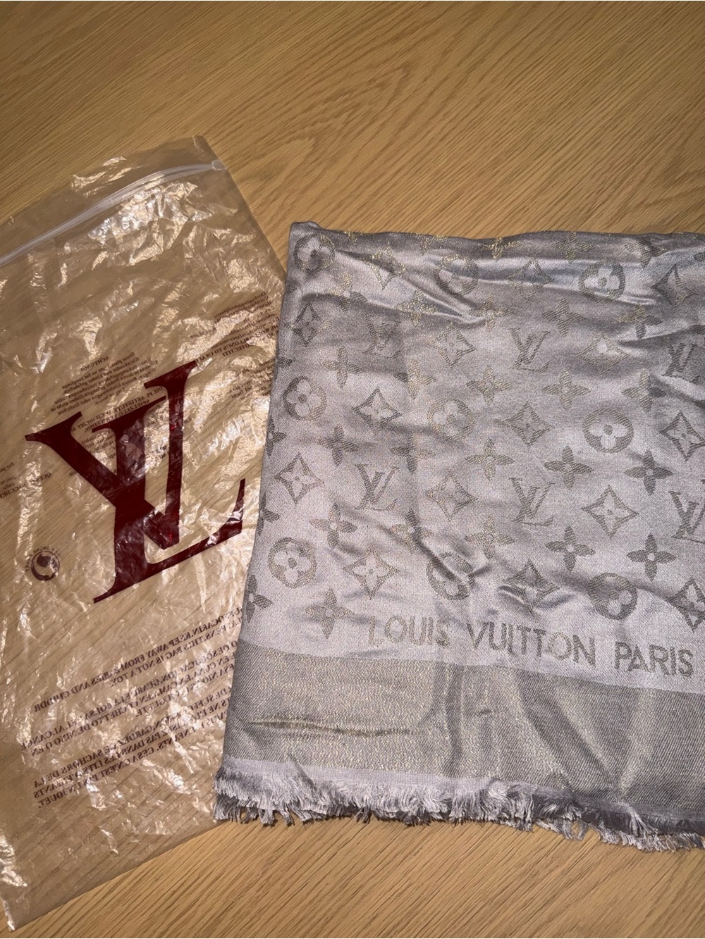 Louis Vuitton Shine Shawl – Grey/Taupe | Silk Blend
